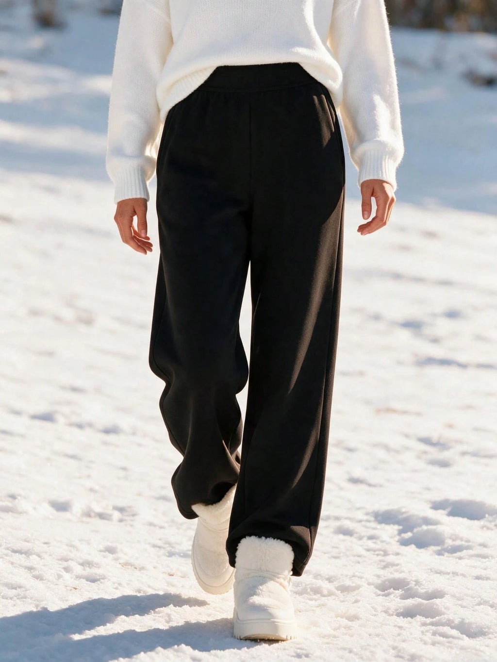 Women's Warm Fleece High Waist Straight Leg Pants