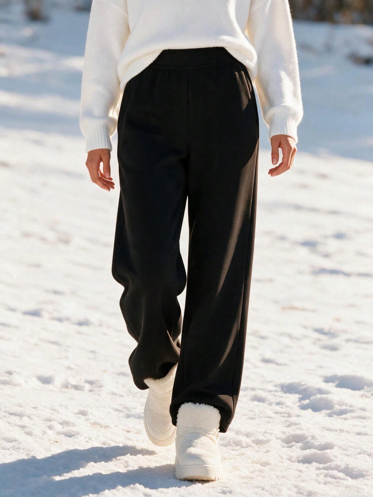Women's Warm Fleece High Waist Straight Leg Pants