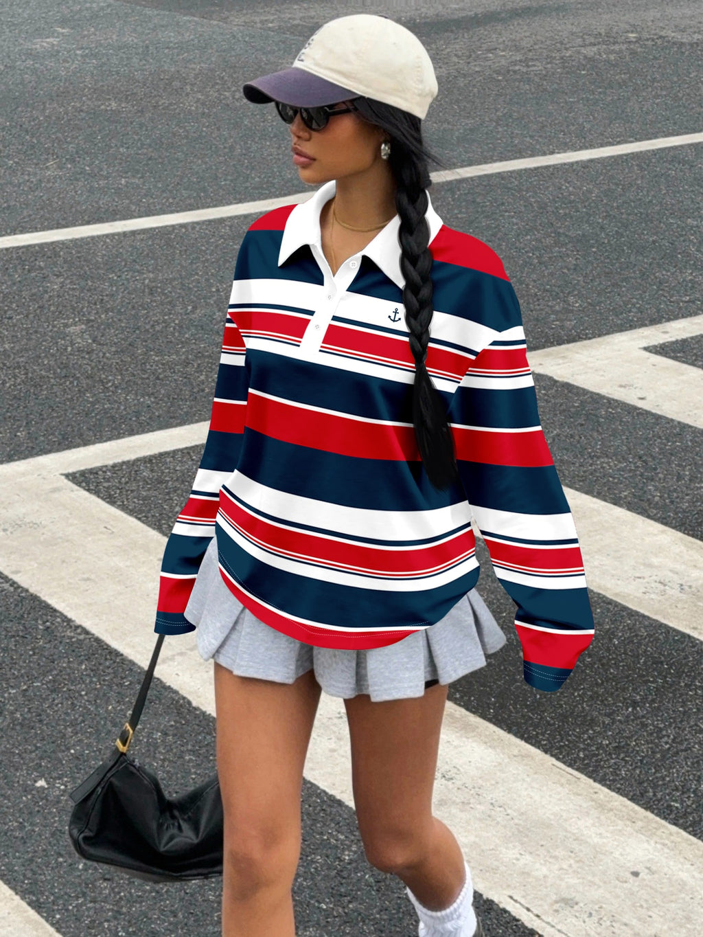 Plus Size Casual Striped Long Sleeve T-Shirt
