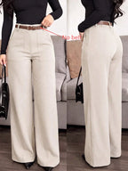 Women's Plus Size Brown Woven Wide Leg Pants