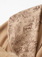 Women's Furry Cuff Lapel Belted A-Line Tweed Coat Jacket
