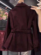 Plus Size Women's Long Sleeve Cinched Waist Trench Coat Fall