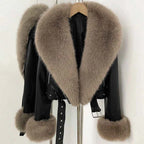 Leather Jacket With Faux Fur Collar