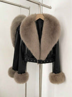 Leather Jacket With Faux Fur Collar