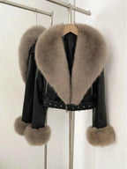 Leather Jacket With Faux Fur Collar