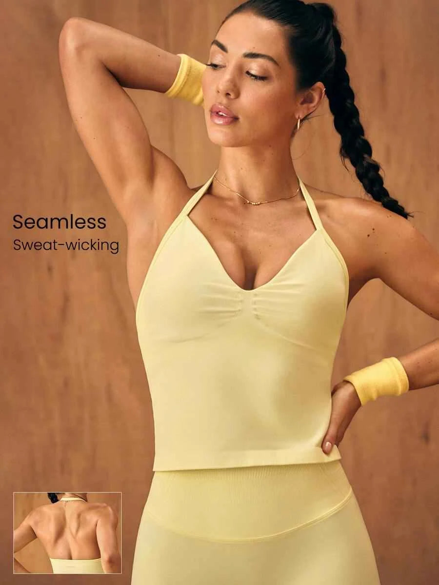 Top de Tank Halter Sans Coutures GLOWMODE - Ultra Fin et Confortable