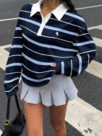 Plus Size Casual Striped Long Sleeve T-Shirt
