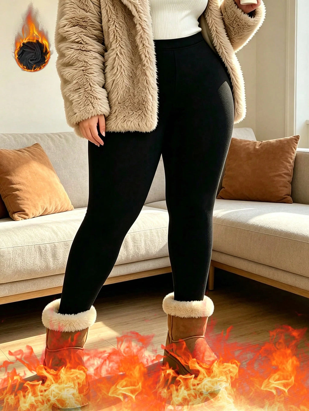 Women's Plus Size Thermal Lined Leggings