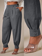 Curve Plus Size Casual Elegant Pleated Pants