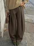 High Waist Slim Maxi Pants - Brown