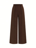 Women's Black High Waist Pleated Wide Leg Suit Pants