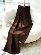 Women's Black High Waist Pleated Wide Leg Suit Pants