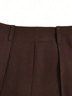 Women's Black High Waist Pleated Wide Leg Suit Pants