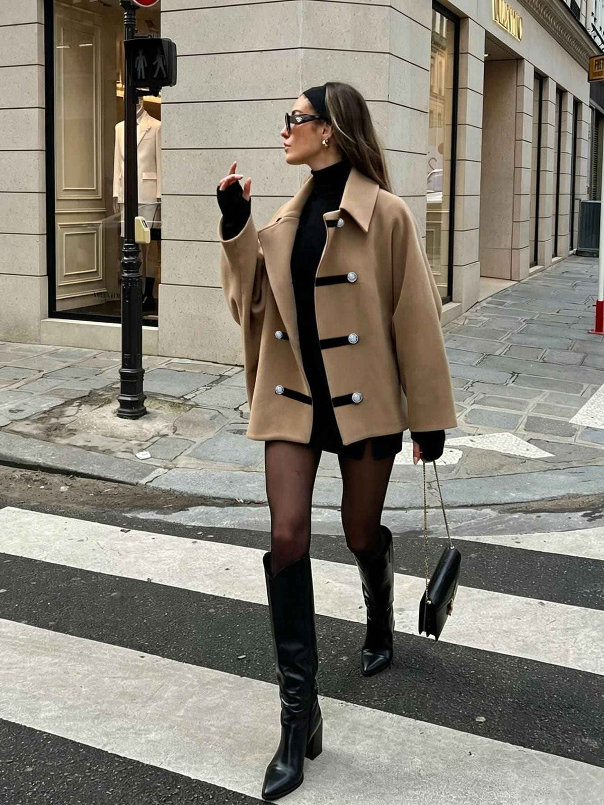 Double-Breasted Short Overcoat