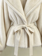 Women's Apricot Hooded Faux Fur Jacket