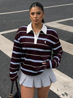 Plus Size Casual Striped Long Sleeve T-Shirt