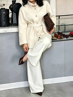 Women's Button Tie Overcoat