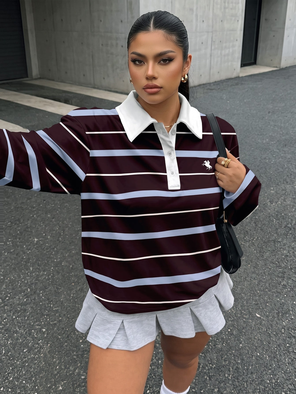 Plus Size Casual Striped Long Sleeve T-Shirt