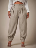 Curve Plus Size Casual Elegant Pleated Pants