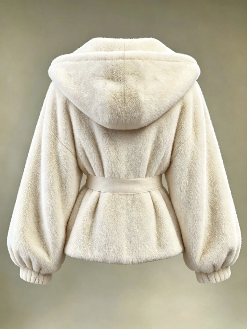 Women's Apricot Hooded Faux Fur Jacket