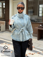 Women's Vintage Washed Light Blue Denim Jacket
