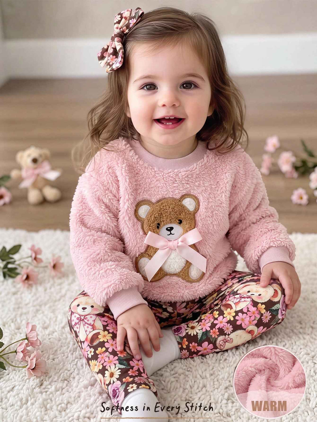 Baby Girl Leopard Print Bear Head