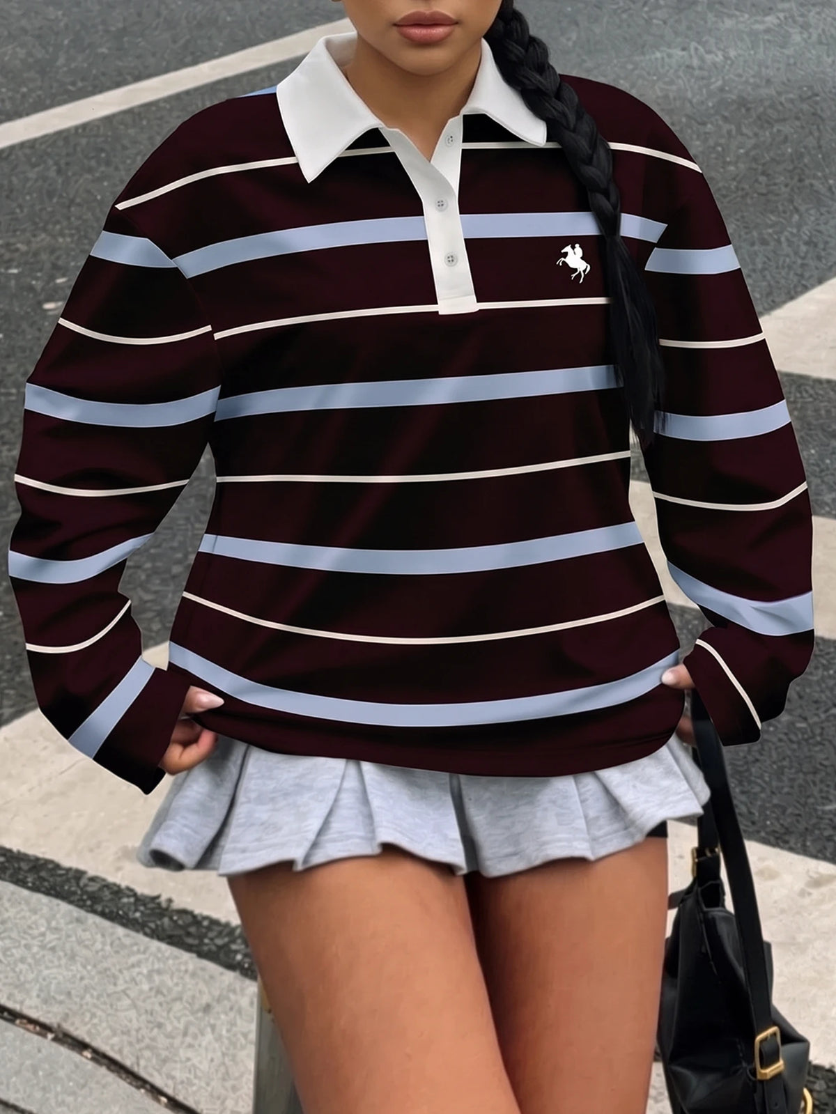 Plus Size Casual Striped Long Sleeve T-Shirt