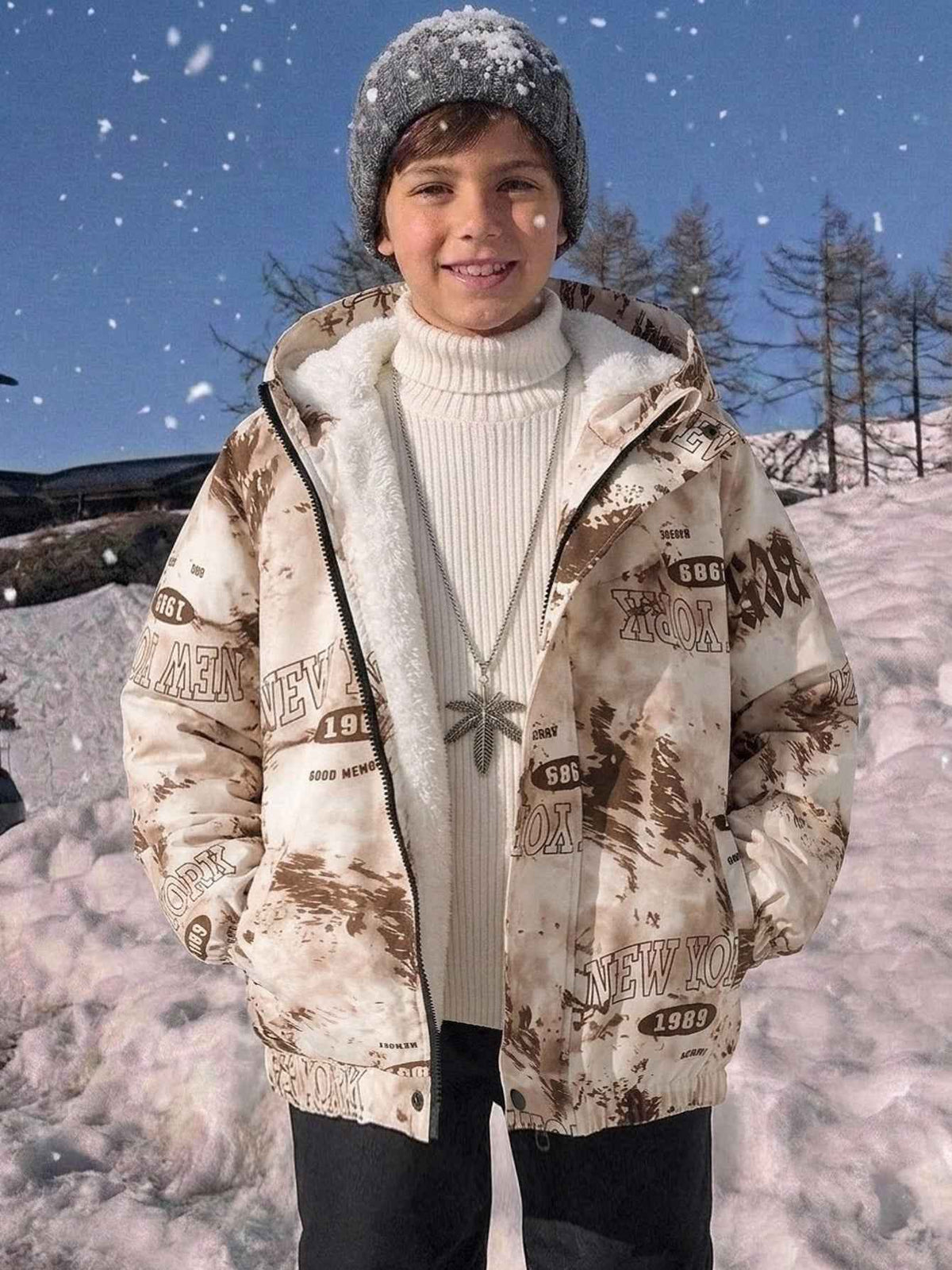 Boy Camouflage Print Hooded Long Sleeve Jacket