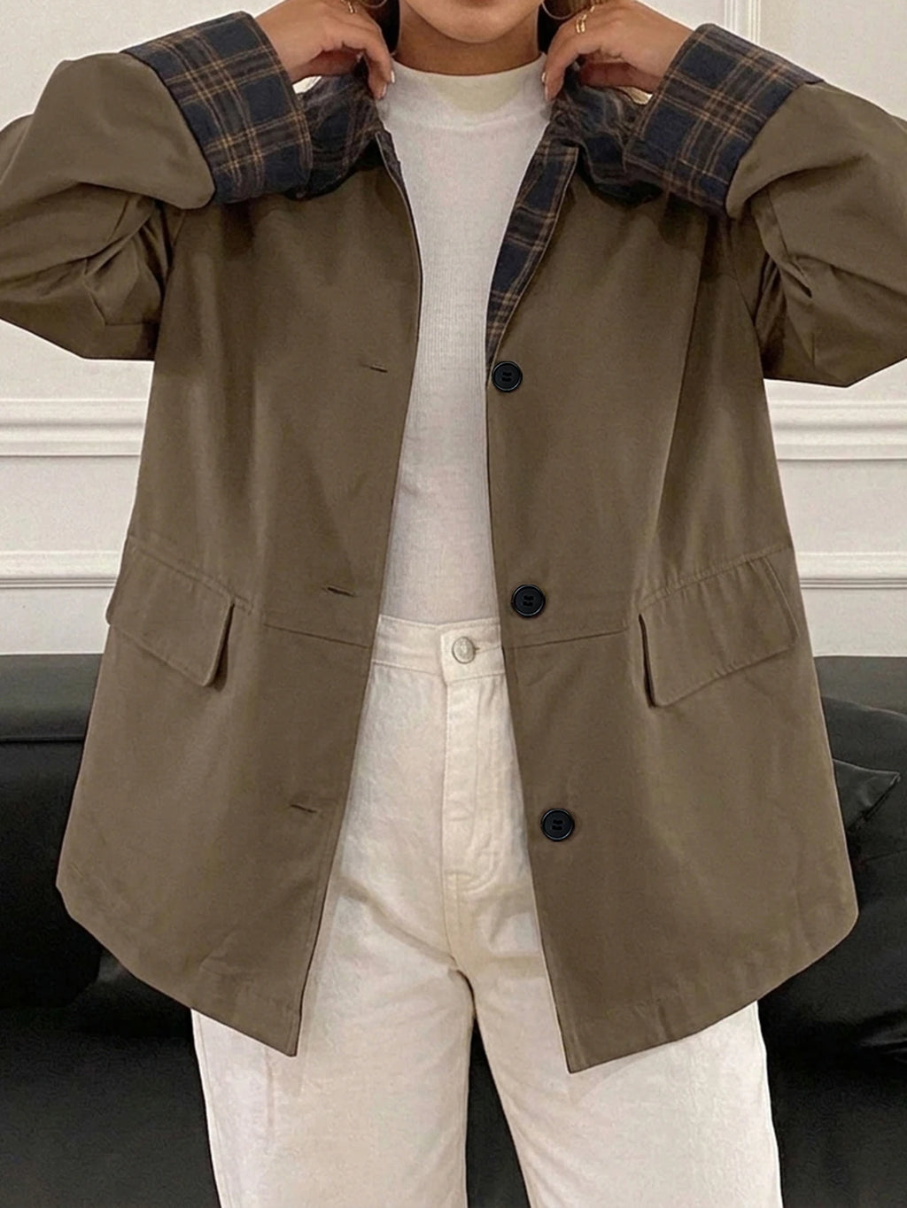 New Patchwork Trench Coat Regular Jacket