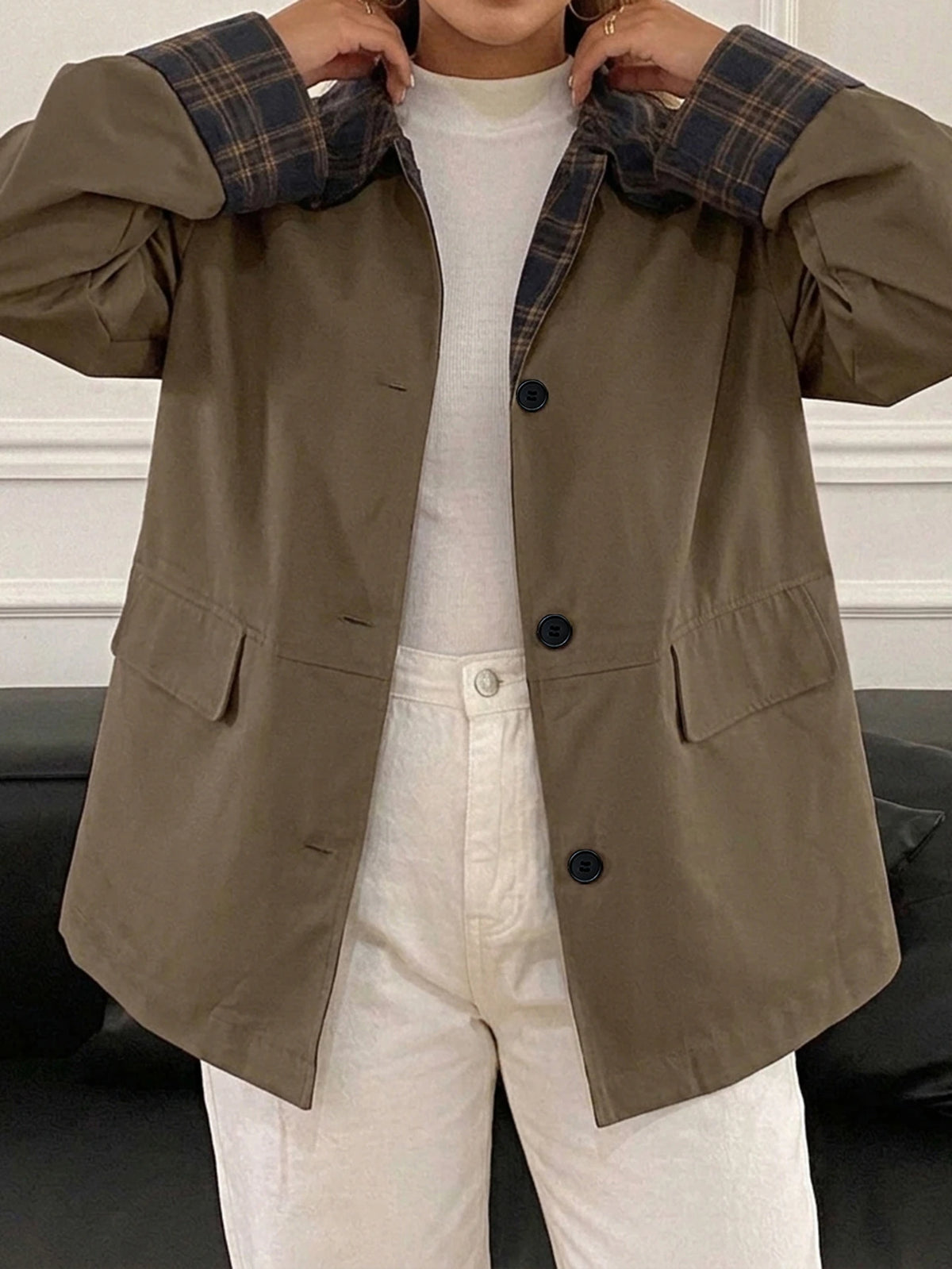New Patchwork Trench Coat Regular Jacket