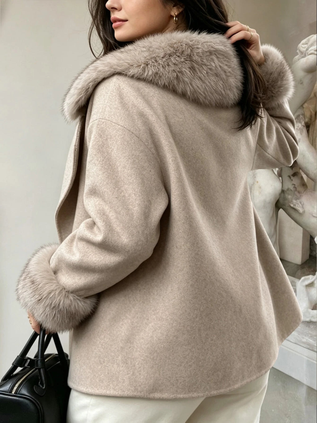 Women's Oatmeal Brown Overcoat