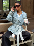 Women's Vintage Washed Light Blue Denim Jacket