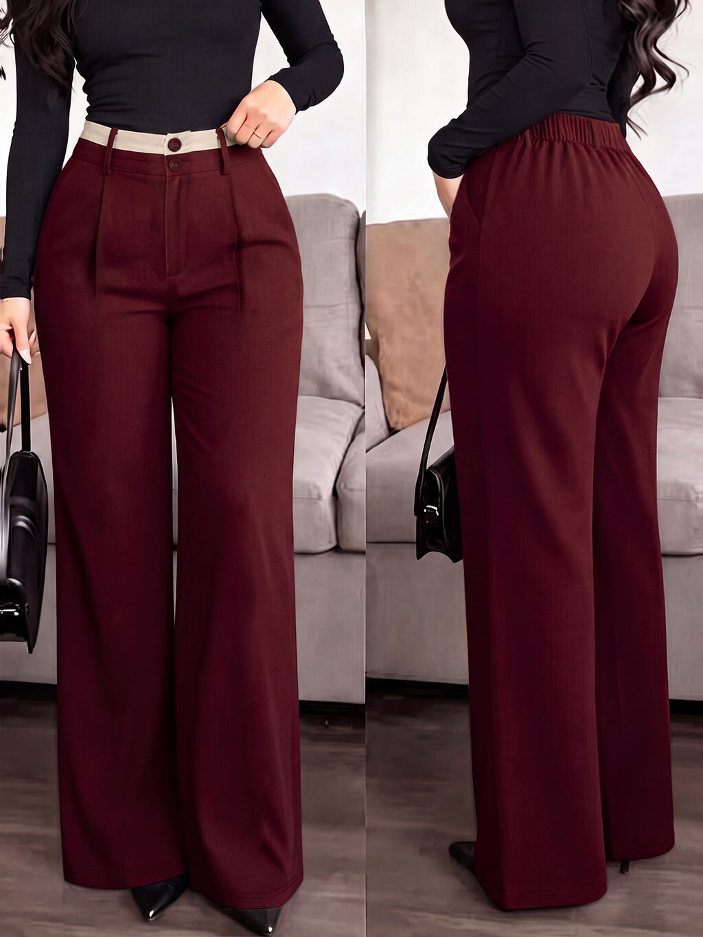 Plus Size Women's Pocket Button Casual Elegant Wide Leg Pants