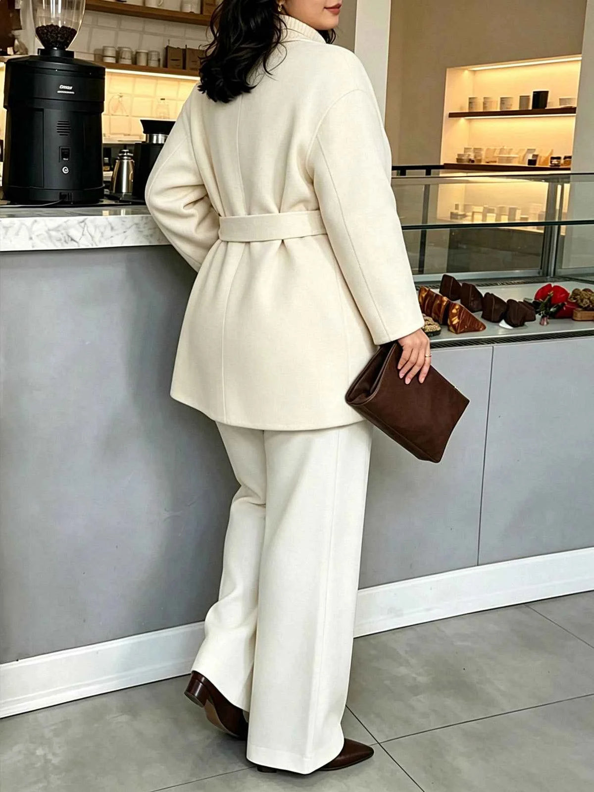 Women's Button Tie Overcoat