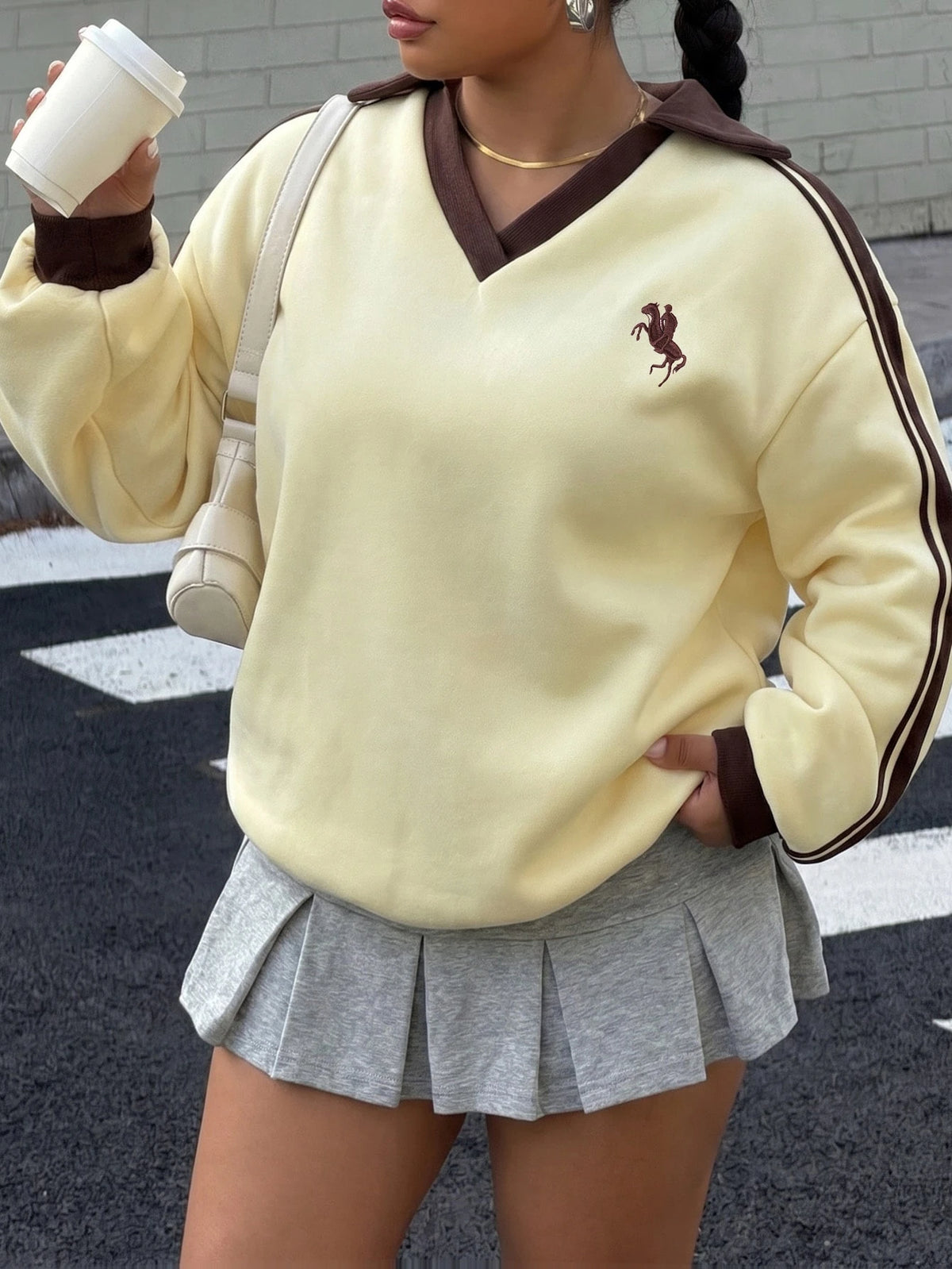 Women's Plus Size Shoulder Long Sleeve Sweatshirt Fall