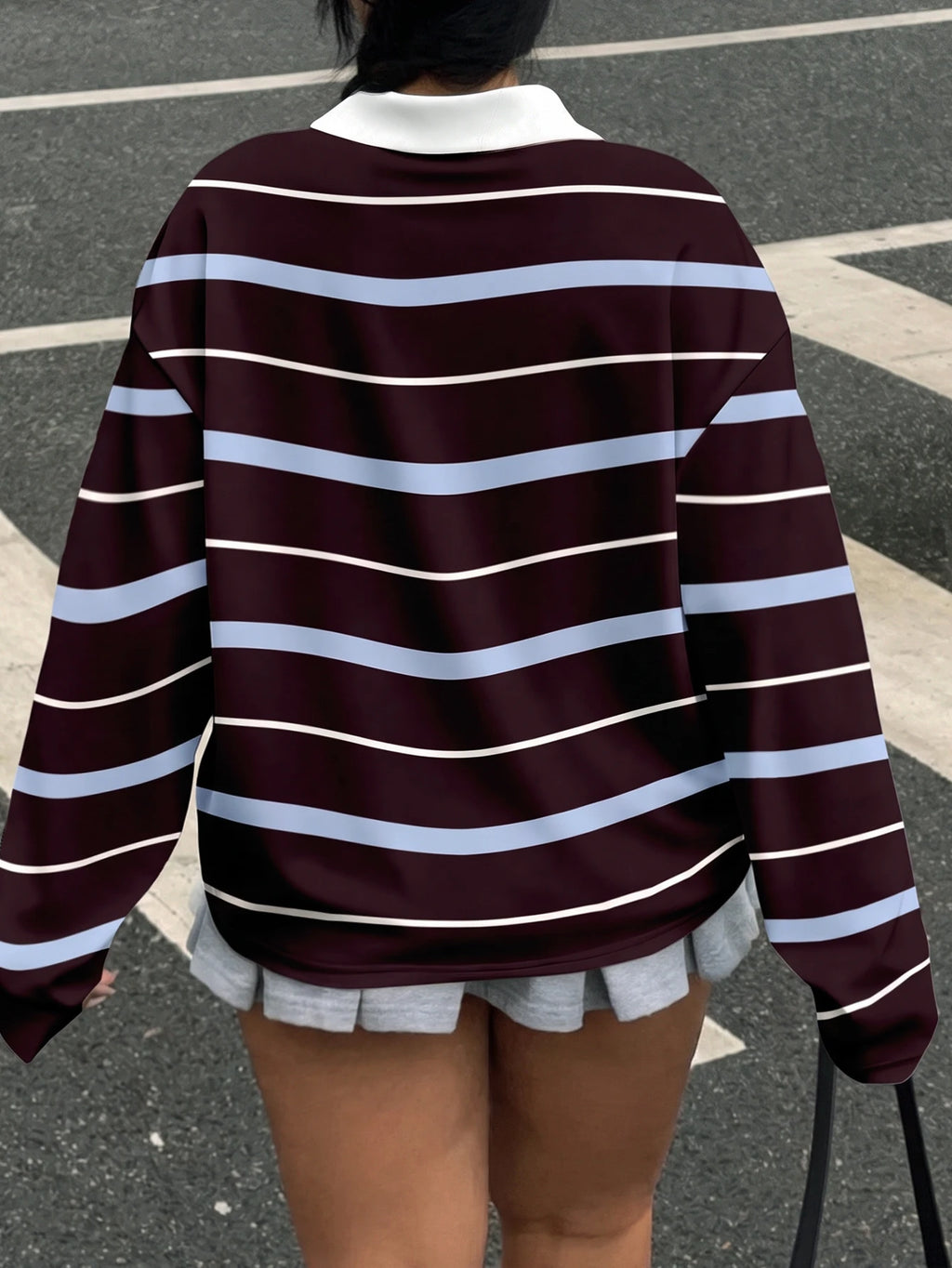 Plus Size Casual Striped Long Sleeve T-Shirt