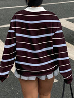 Plus Size Casual Striped Long Sleeve T-Shirt