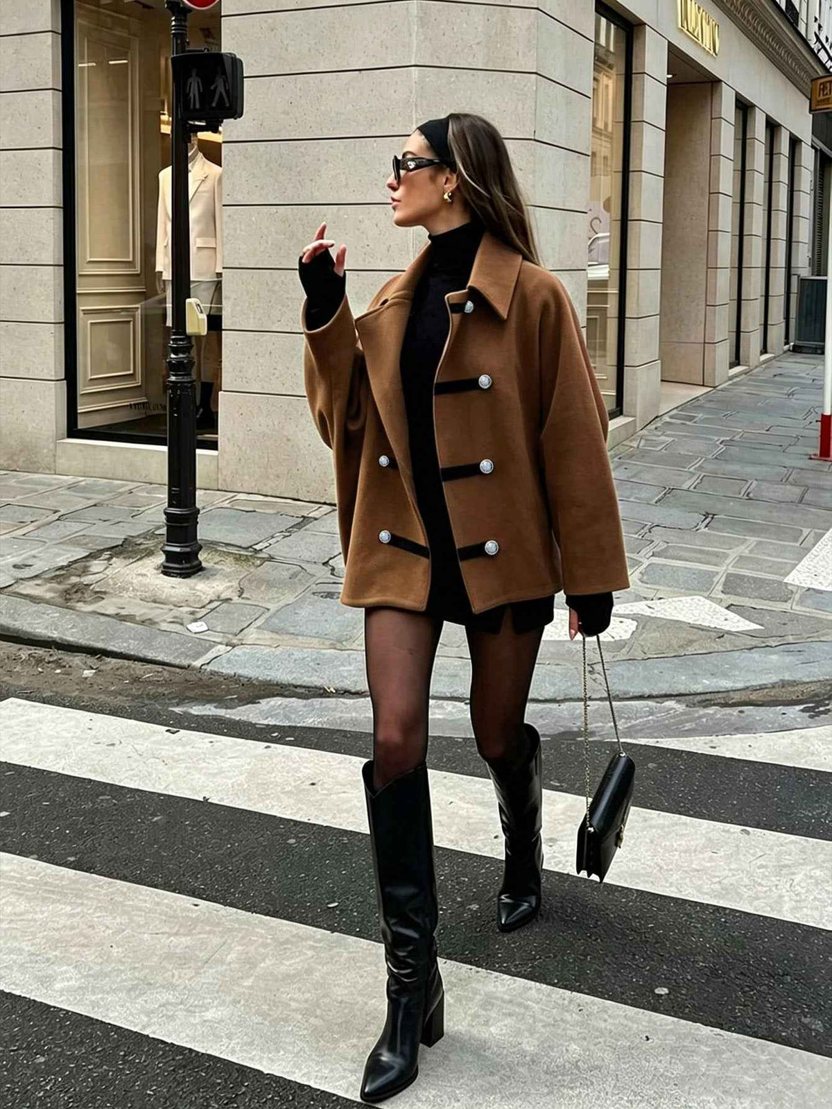 Double-Breasted Short Overcoat