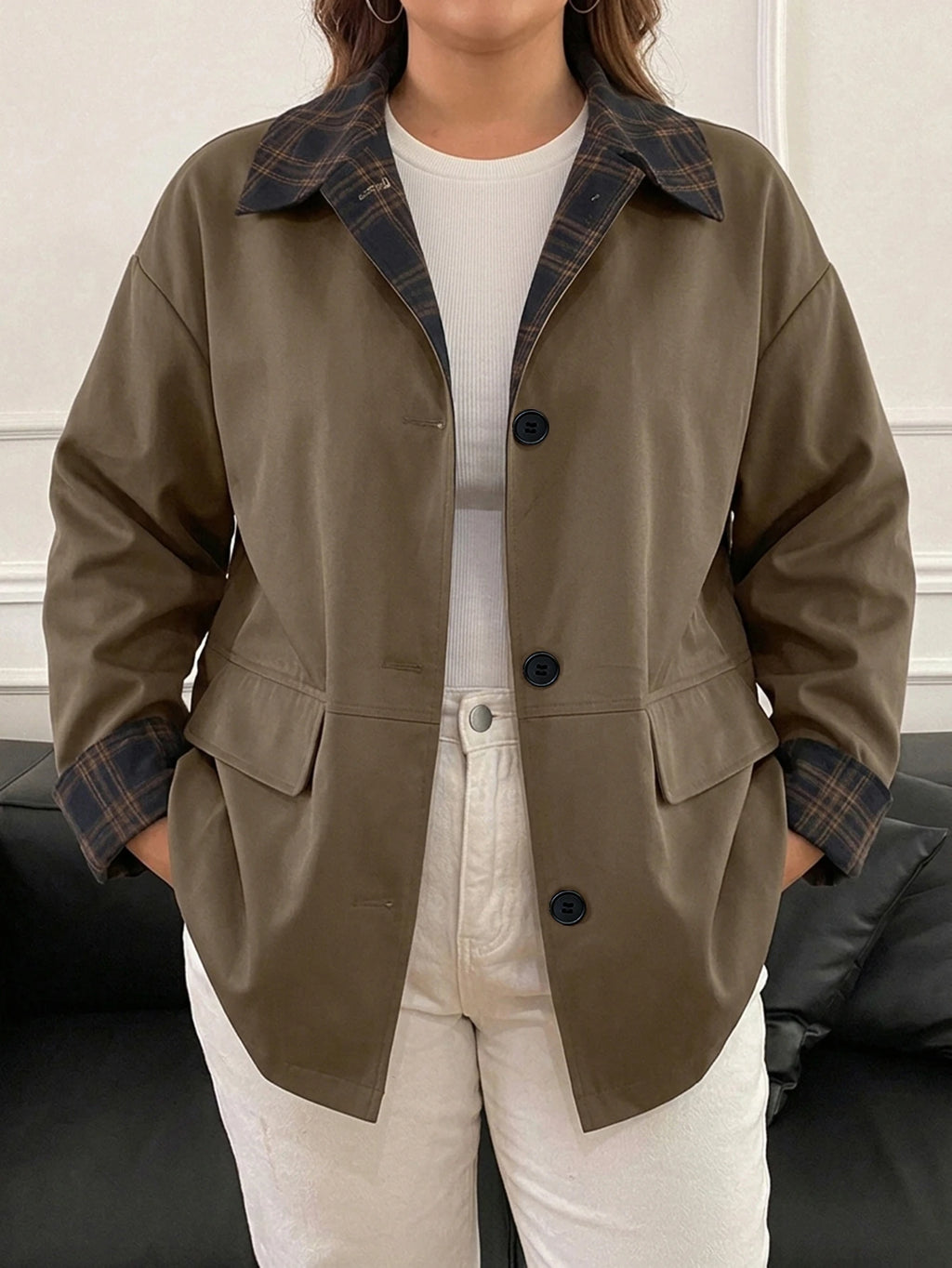 New Patchwork Trench Coat Regular Jacket