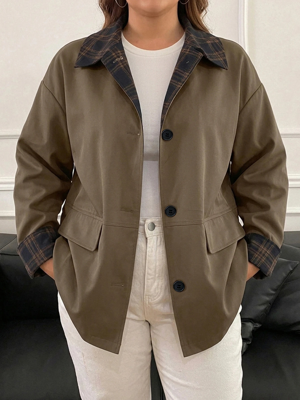 New Patchwork Trench Coat Regular Jacket