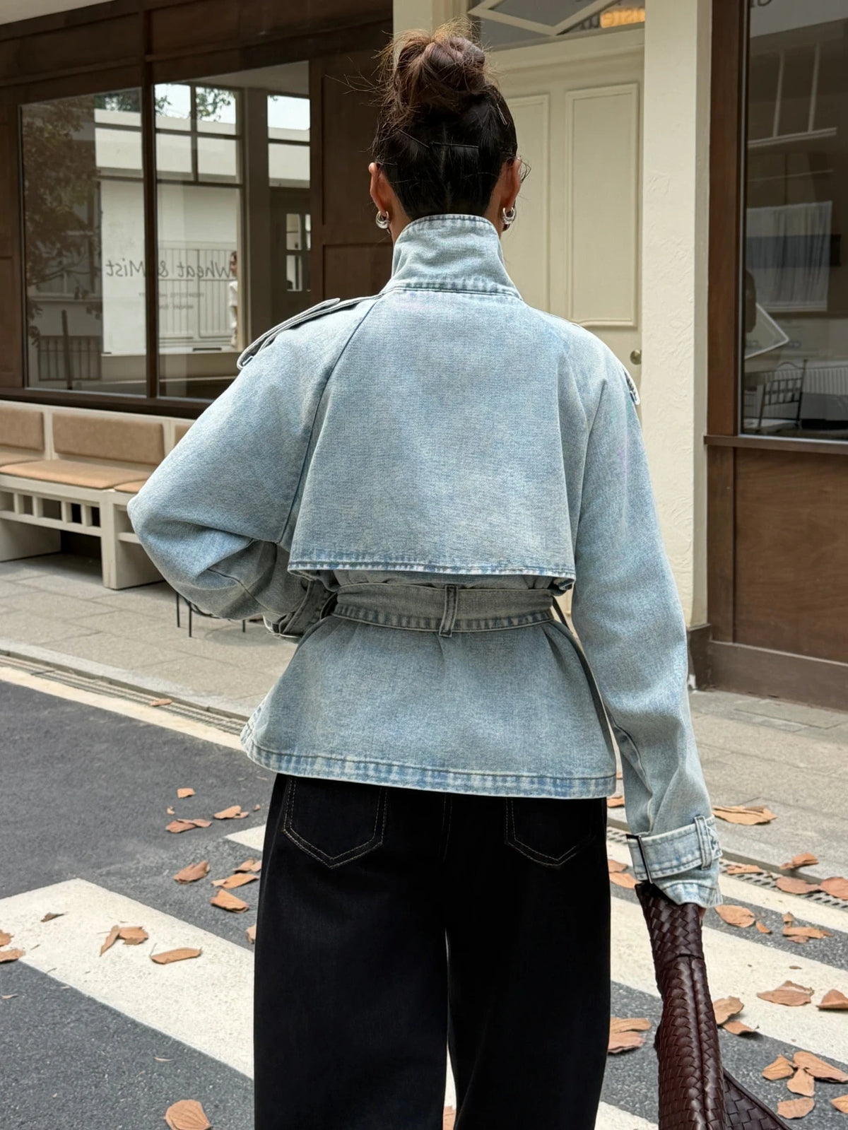 Women's Vintage Washed Light Blue Denim Jacket