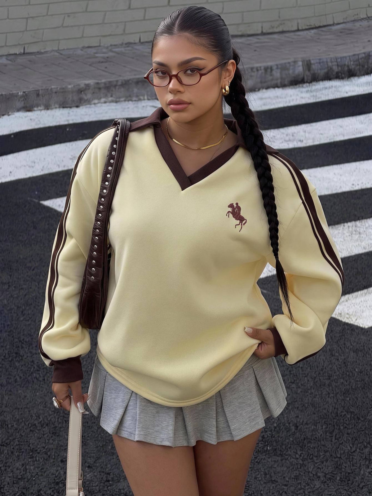 Women's Plus Size Shoulder Long Sleeve Sweatshirt Fall