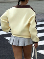 Women's Plus Size Shoulder Long Sleeve Sweatshirt Fall