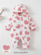 Baby Girls Thermal Lined Hooded Jumpsuit