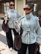 Women's Vintage Washed Light Blue Denim Jacket