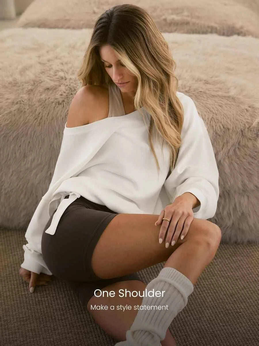 GLOWMODE Pullover Off-Shoulder à Bord Doux en Modal - Doux, Respirant et Ajustable
