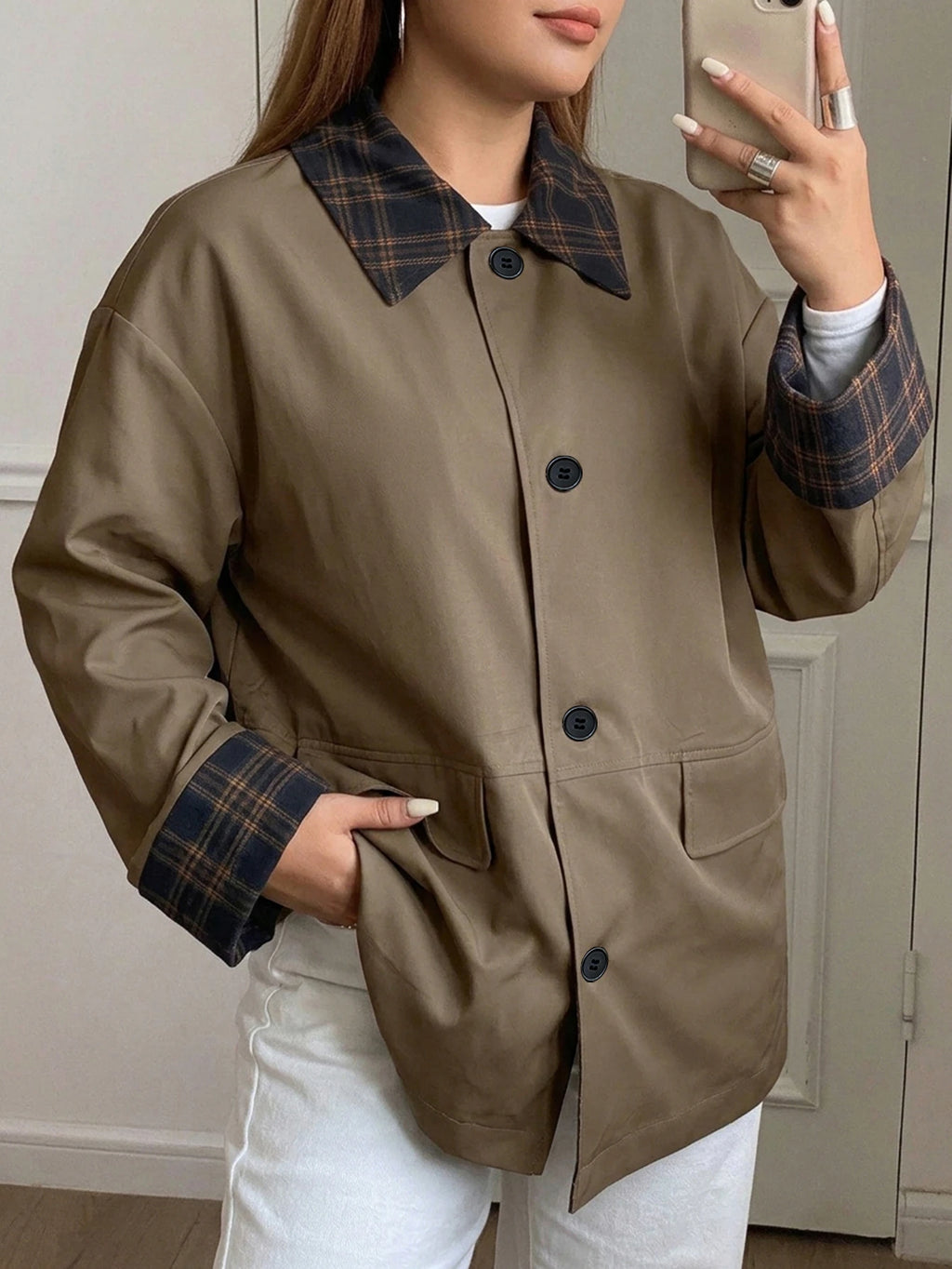 New Patchwork Trench Coat Regular Jacket