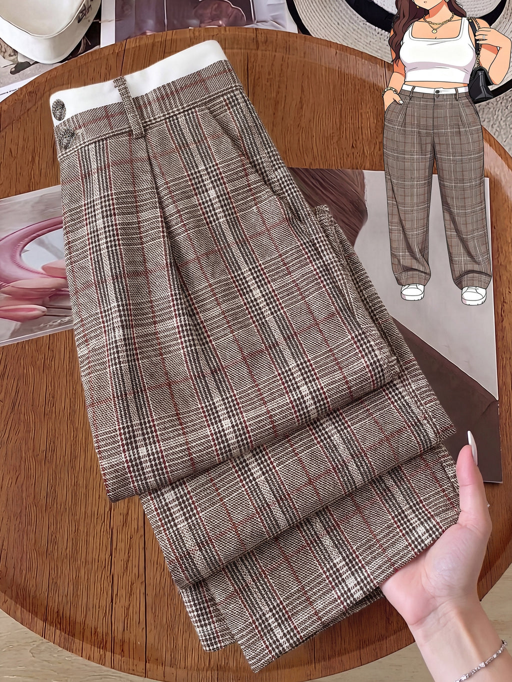 Plus Size Women's Pocket Button Casual Elegant Wide Leg Pants