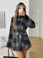 Ladies' Woven Check Pattern Elegant Winter Tweed