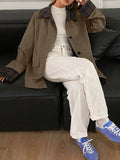 New Patchwork Trench Coat Regular Jacket - Khaki
